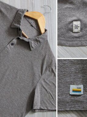 Vuori Strato Tech Polo Shirt Mens Gray Athleisure Performance Size L V188 Spring